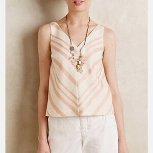 Anthropologie HD in Paris Peach and Cream Chevron Striped Tank Top